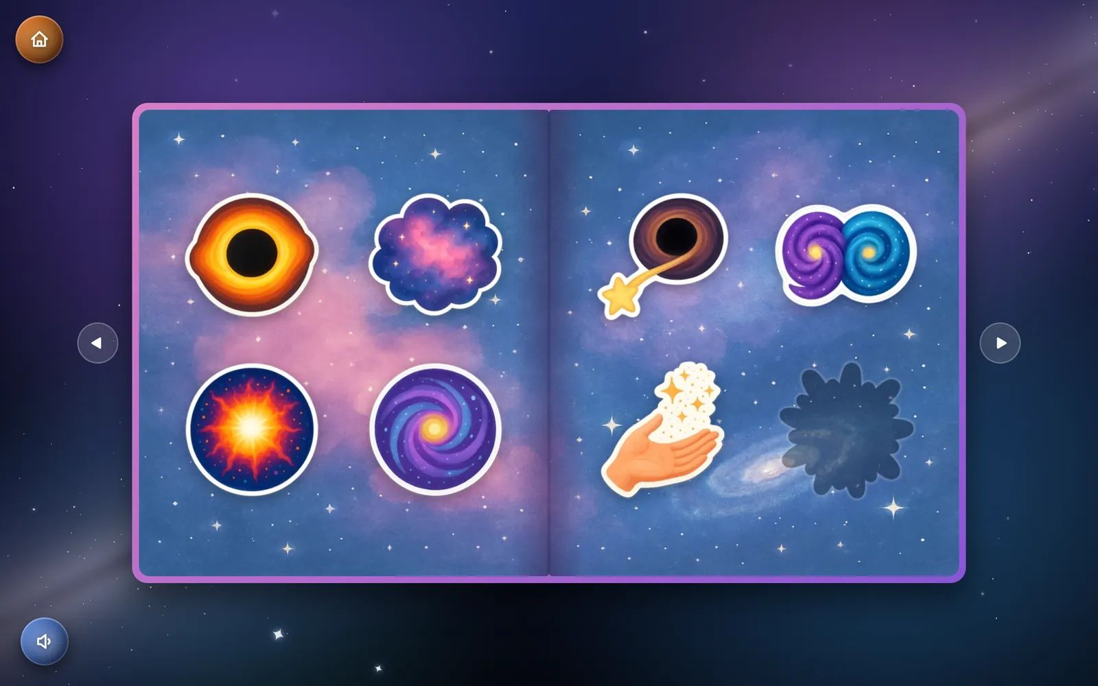 The Kid Globe album open on the Further page, with its stickers