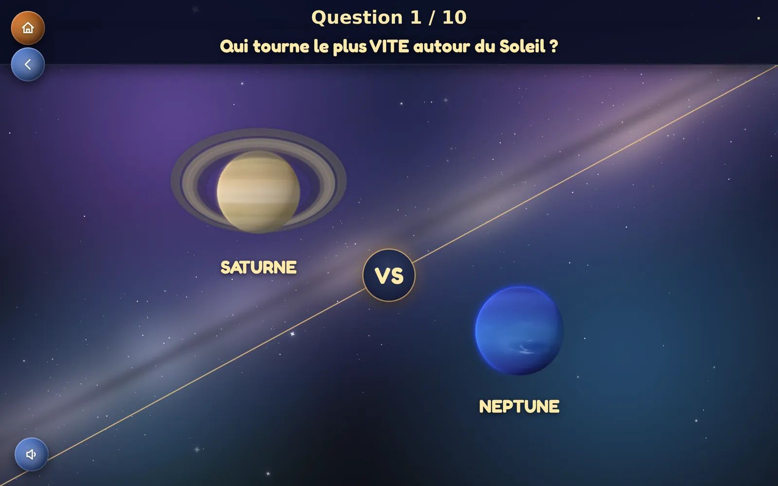 Le jeu Duels de Kid Globe : Saturne contre Neptune, qui tourne le plus vite autour du Soleil ?