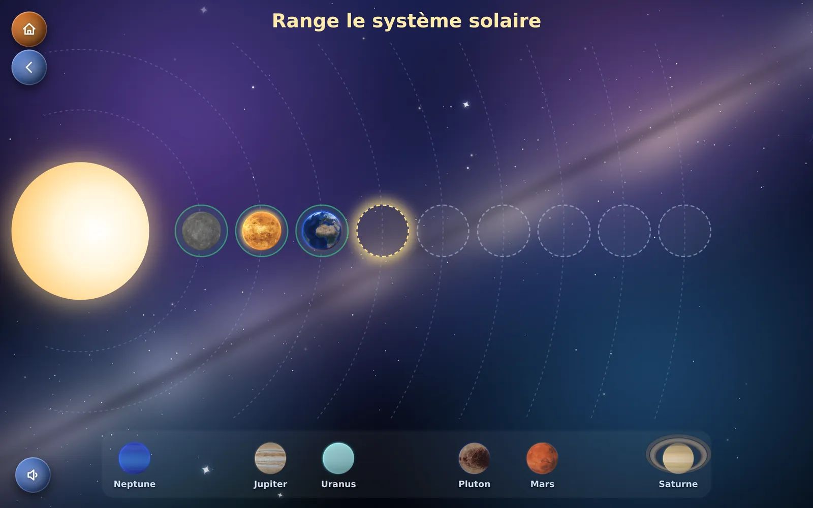 Le jeu Ranger de Kid Globe : les planètes à replacer dans l’ordre à partir du Soleil