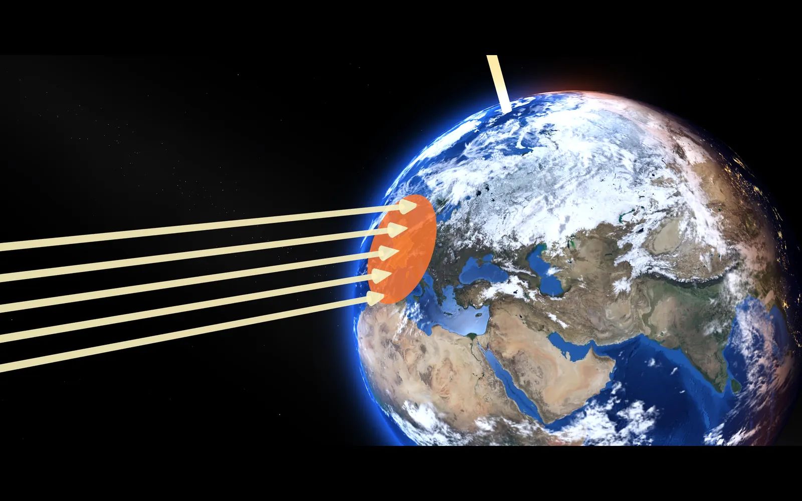 Le scénario des saisons dans Kid Globe : les rayons du Soleil arrivent sur la Terre penchée