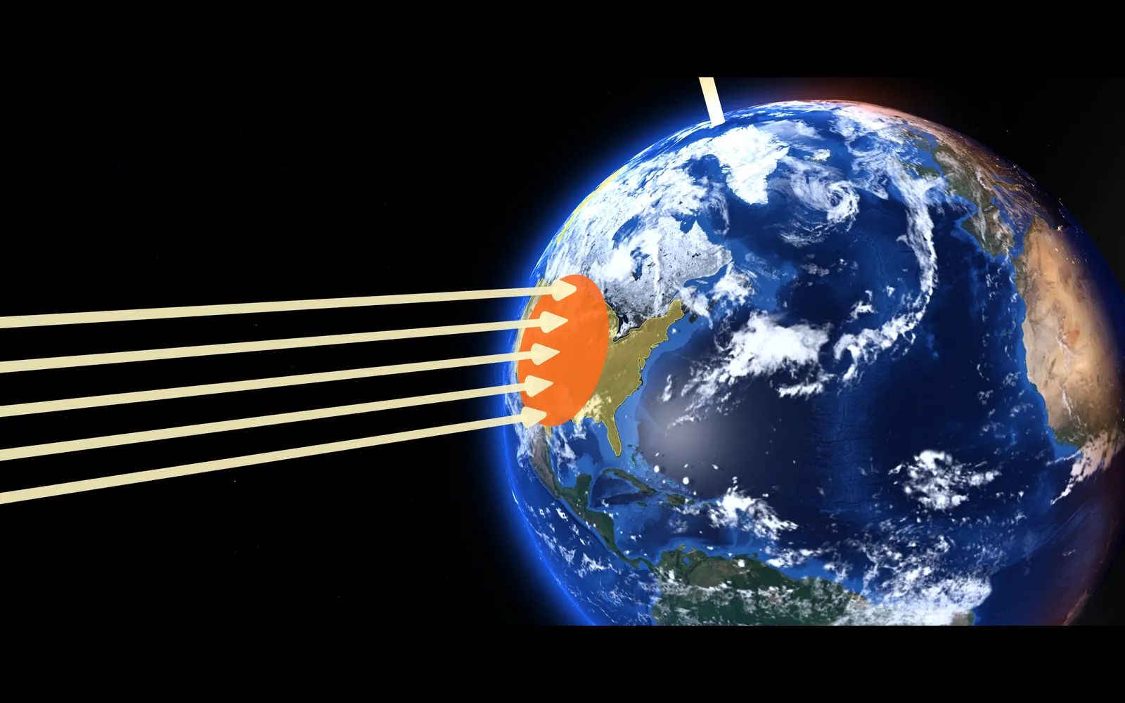 The seasons scenario in Kid Globe: sunlight reaching the tilted Earth